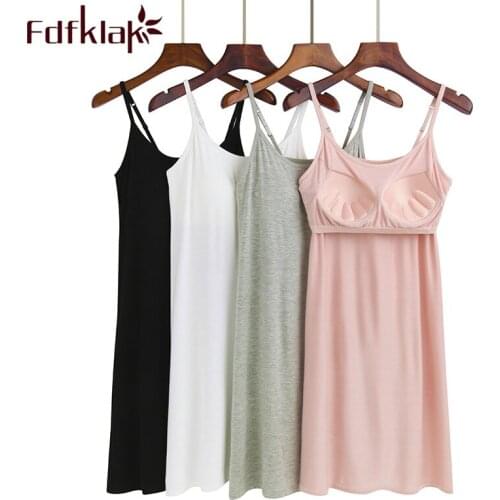 Fdfklak Womens Summer Clothes Sleepwear Sexy Modal Spaghetti Strap Nightgown Nighties For Women Nightwear Sleeping Dress Q1168