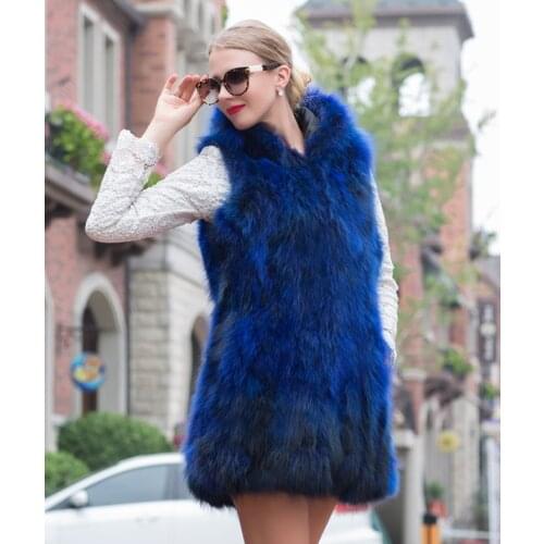 New Womens real genuine natural raccoon Fur vest with hood fashion Jacket gilet warm winter custom any size