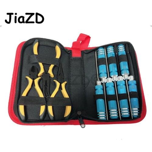 1/10 Screwdriver Hexagon Socket Slotted Diagonal Cutter Ball Link Plier Tools Kit Box Set for RC Quadcopter Helicopter Car Y09
