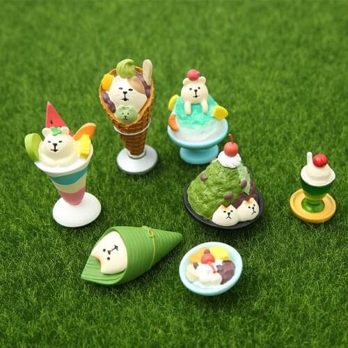 1Pc Kawaii Cartoon Resin Bear Ice Cream Miniature Figurines Craft Fairy Garden Ornaments Home Desk Decoration Accessories