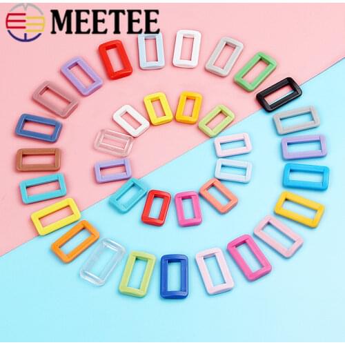 Meetee 20/25mm 100pcs Plastic Adjustment Buckles Ring Strap Connector Color Resin Luggage Accessories Clasp for The Bag BK015