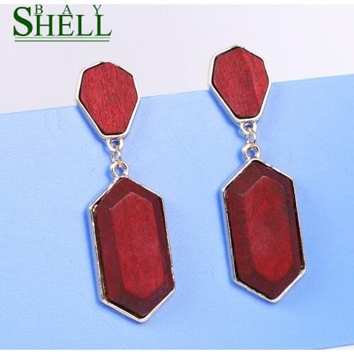 2020 Vintage Wood Earrings For Women Fashion Bohemian Elegant Gold Big Dangel Earrings Female Geometric Drop Earring Jewelry