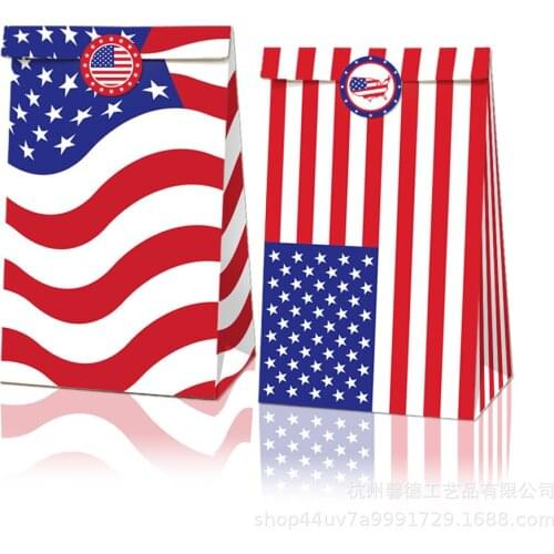 24 X American Flag Tote Bag Wedding Birthday Party Gift Paper Bag With Stickers