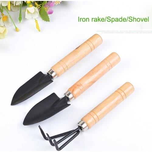 3pcs Mini Shovel Rake Spade Set Garden Planting Tools Kit Gardening Supplies For Plants Bonsai Miniature