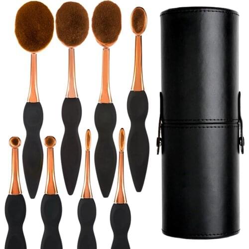 8pcs Make Up Brushes Soft Toothbrush Type Cosmetic Professional Face Powder Foundation Brush Synthetic Hair Oval Eye Makeup Tool