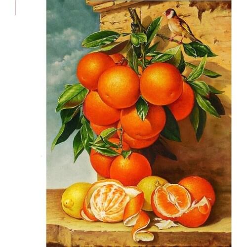 Full Drill Diamond Embroidery Fruits bird 5D DIY Mosaic Diamond Painting Cross-stitch Orange Rhinestone Home Decor Love Gift
