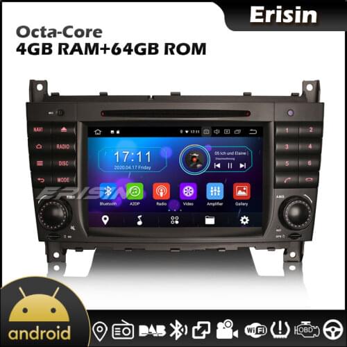 Erisin 6969 7" Android 10.0 Autoradio WiFi 4G BT DAB Carplay GPS for Benz C Class W203 CLC Class CLC CLK Class W209