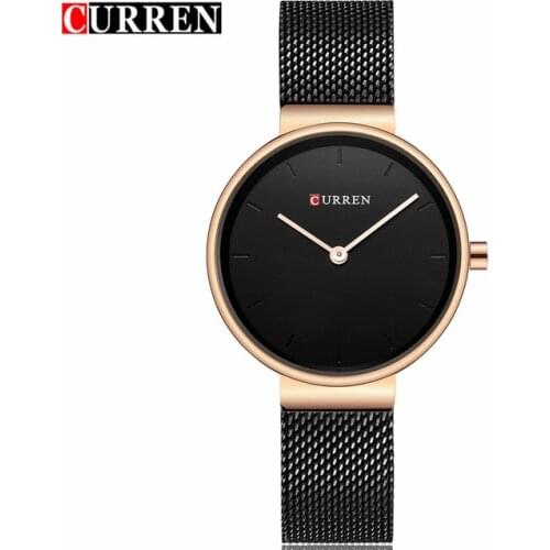 2020 Womens Fashion Dress Quartz Watch Curren Brand Luxury Gold Black Mesh Strap Bracelet Ladies Watches Gifts relogio feminino