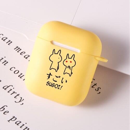 Candy Yellow Rabbit Cute Soft Silicone Case For Airpods Pro Lanyard Wireless Bluetooth Headset Earphone Cover AirPod 3 Air Pods