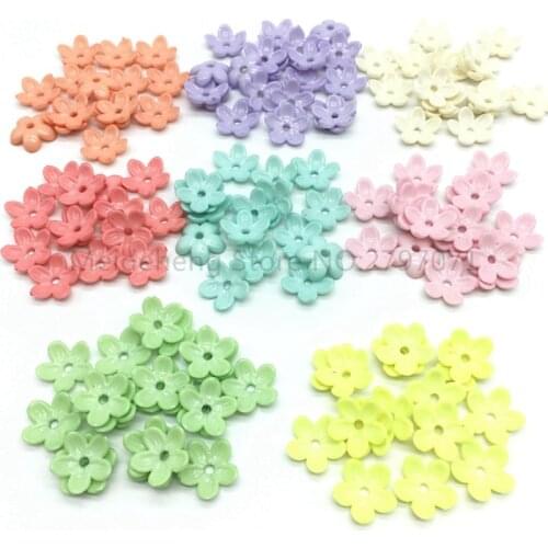 Acrylic Candy Colorful flower Beads For Kids Jewelry Making Five Petal Florets Headgear home Decoration Accessories 12x4mm