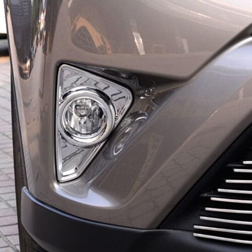 For Toyota RAV4 2017 2018 Chrome Car Front fog fog lampshade frame cover Styling Trim sticker Accessories car-styling 2pcs
