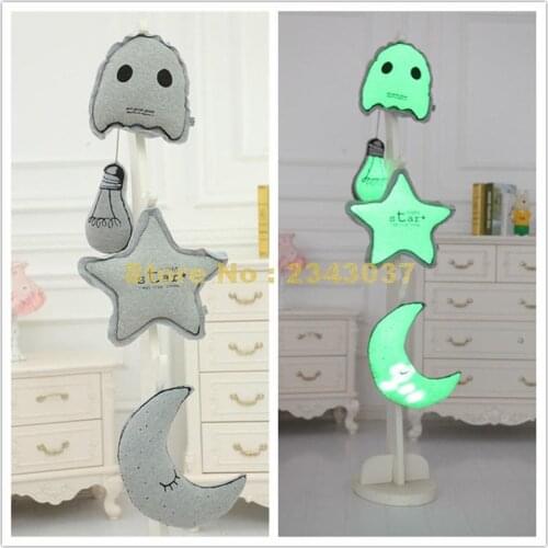 Fluorescent Luminous Bulb Star Owl Moon Ghost Pillow Cushion Doll Plush Stuffed Pendent Toy
