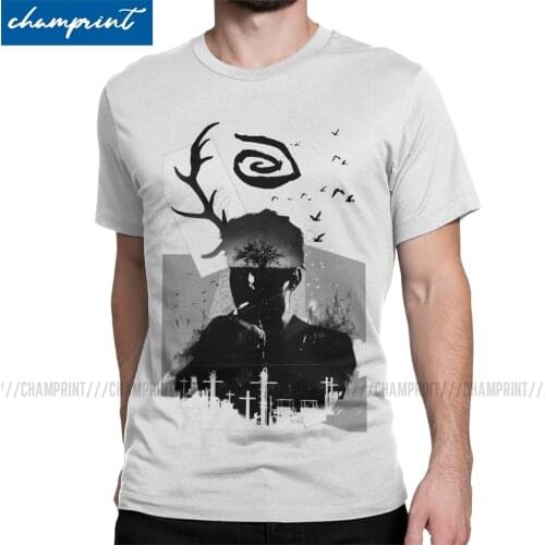 Men T-Shirt Rust Cohle Cool Cotton Tees Short Sleeve True Detective Mcconaughey TV Series T Shirts Crewneck Tops Plus Size