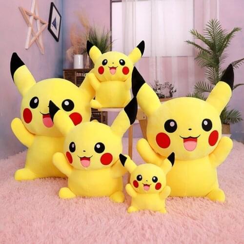 Anime Smile Pikachu Stuffed Animal Doll, 20/35/55/65CM Cute Plush Toy, Soft PP Cotton Cartoon Pikachu For Kid Girl Birthday Gift