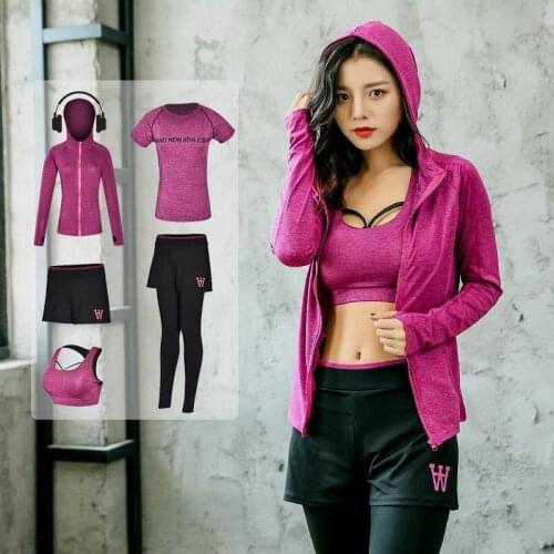 Two Piece Set Women Yoga Yoga Dress Sports High Tights Spring Summer Red Fashion Running Conjuntos De Mujer Ensemble Femme