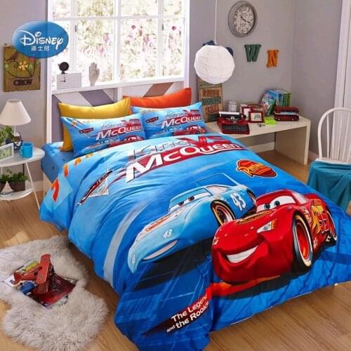Disney MC Queen Car Pattern 3D-printed Cotton Bedding Set Boys Birthday Gift Duvet Quilt Pillowcase Deluxe Bedroom Decor
