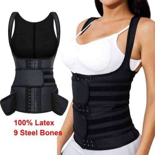 Latex Waist Trainer Corset Women Workout Vest Body Shaper Shapewear Belly Slim Binders And Shapers Fajas Colombianas Steel Boned