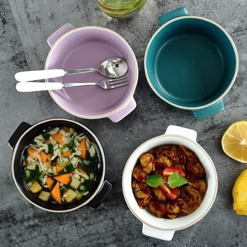 European Style Creative Ceramic Baking Plate Fruit Salad Western Food Cheese Baked Rice