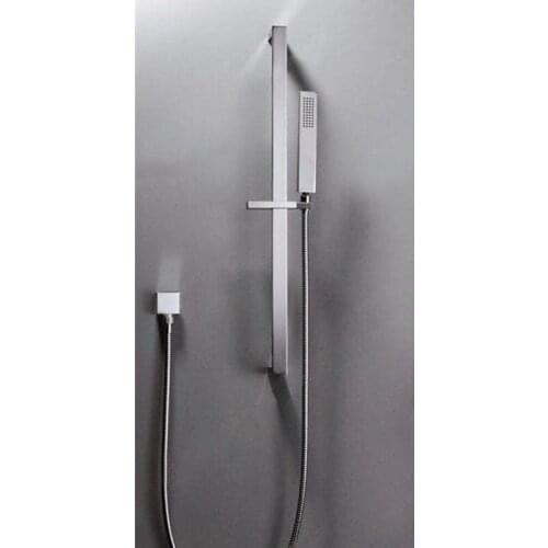 Square kits of wall mounted solid brass Shower slide rail and hand shower with elbow SL007