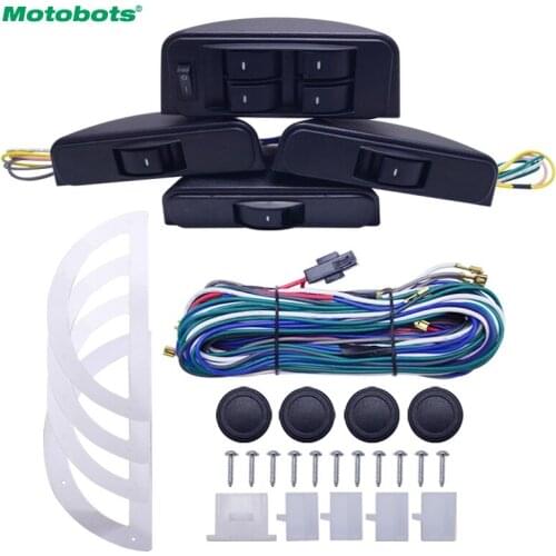 MOTOBOTS Universal Moon Electronic Car Power Window Switch 8pcs Switches With Holder And Wire Harness For 4 Doors