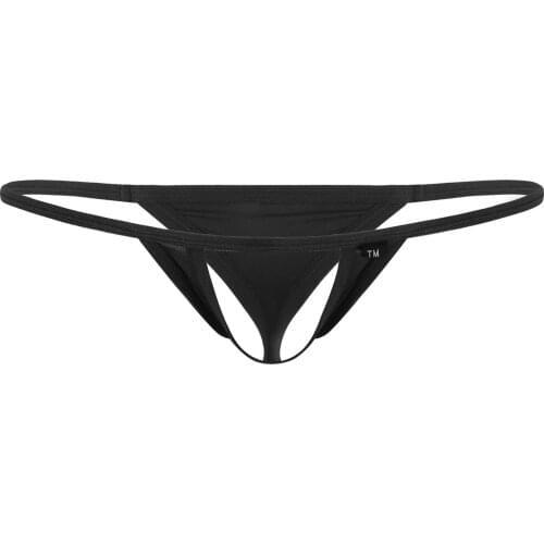 Men Low Rise G-String Bikini Elastic Waistband T-Back Thong Briefs Front Hole Bulge Pouch Underwear Sexy Male Fashion Underpants