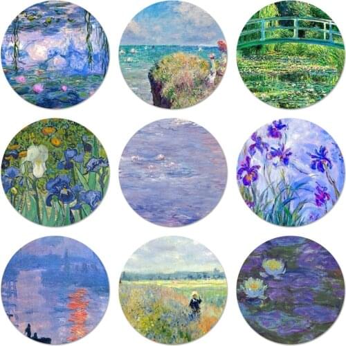 New Claude Monet Oil Painting Sunflower Icons Pins Badge Decoration Brooches Metal Badges For Clothes Backpack Decoration
