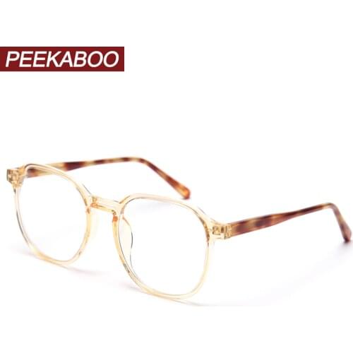 Peekaboo korean style big glasses women optical TR90 fashion eyeglasses for men clear lens transparent yellow gift items