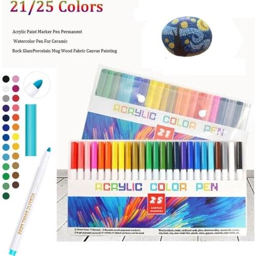 21/25 Color Permanent Acrylic Paint Marker Pens for Canvas Glass Rock Wood Ceramic Shoes Mugs, Card ,Metal and Easter Egg