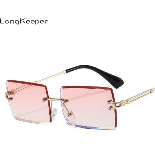 Small Rectangle Sunglasses Women Vintage Sunglasses Men Retro Rimless Sun Glasses Brand Designer Luxury Eyewear zonnebril dames