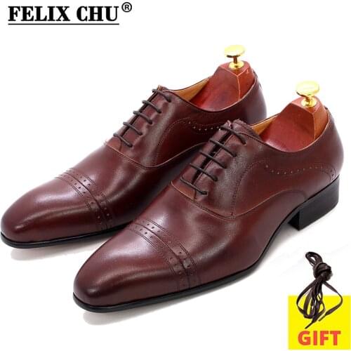 Large Size 13 Size 47 Mens Dress Shoes Genuine Calf Leather Cap Toe Brown Oxford Business Office Company Suit Formal Shoes Men