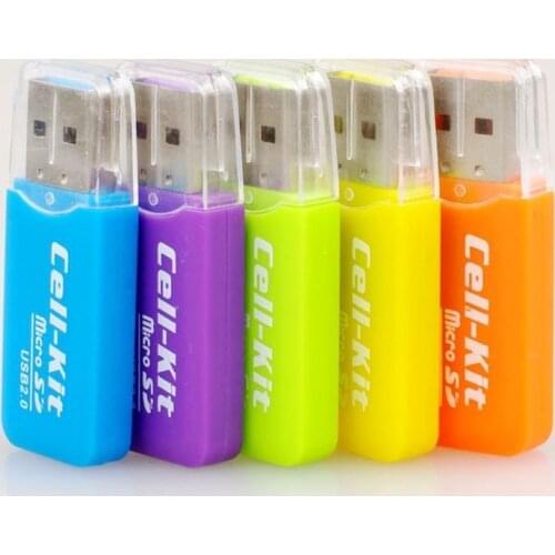 High Speed TF Menory Card Reader with Transparent USB 2.0 Micro SD T-flash Connector Adapter Lid for PC Cellphone 1200pcs/lot