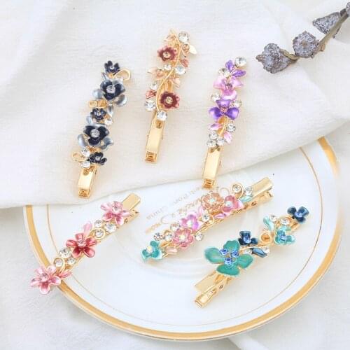Explosive Alloy Hairpin Alligator Clip Female Multicolor Paint Bangs Side Clip Painted Flower Duckbill Clip