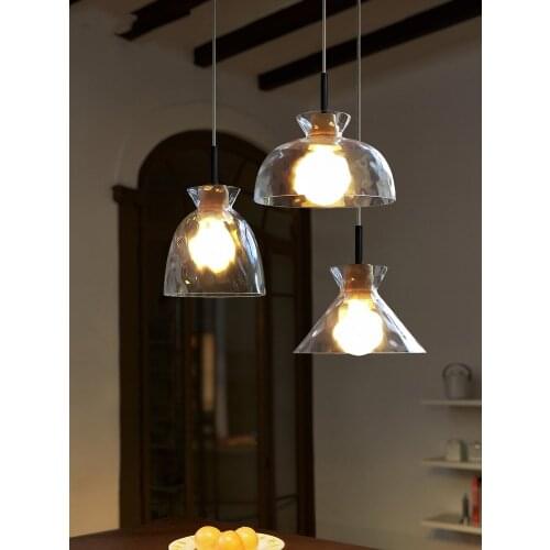 Japanese Minimalist Log Ripple Glass Pendant Lights Led E27 Home Decor Restaurant Lamp Bar Stairs Entrance Bedside Bedroom Cafe