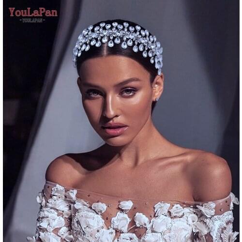 YouLaPan HP354 Silver Crystal Bridal Headdress Woman Tiara Wedding Bridal Hair Piece Rhinestone Bridal Headband Hair Jewelry