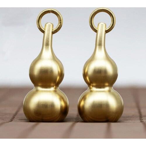 Brass key chain pure copper handmade small gourd solid hollow removable key rope chain Chinese style pendant jewelry