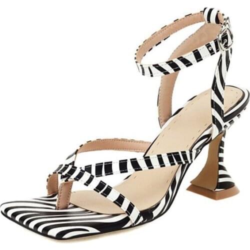 Fashion Buckle Strap Wine Glass Stiletto Heel Ladies Sandals Large Size 34-48 Summer New Pu Leather Gladiator Sandals For Woman