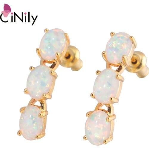 CiNily Luxury White Fire Opal Gold & Rose Gold Women Jewelry Earring Simple Earrings Jewelry Best Gifts Woman Girl