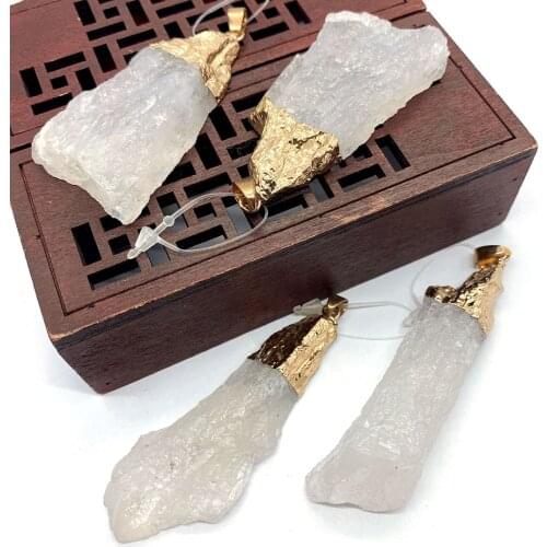 Ladies Natural Stone Pendant Crystal White Necklace Irregular Quartz Stone Crystal Necklace DIY Handmade Design Sense Creative