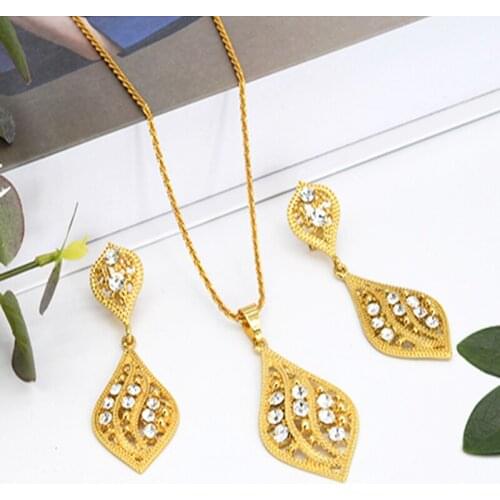 Women 24K Gold Plated Necklace Pendant Jewelry Sets For African Dubai Earring Set Luxury Wedding Party Bridal Jewelery Gifts