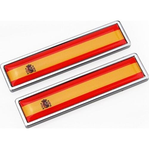 1 Pair Spanish flag Spain 3D Metal Car Sticker Decal Decoration Badge Emblem Accessories Auto Stickers For Audi Bmw Toyota Seat