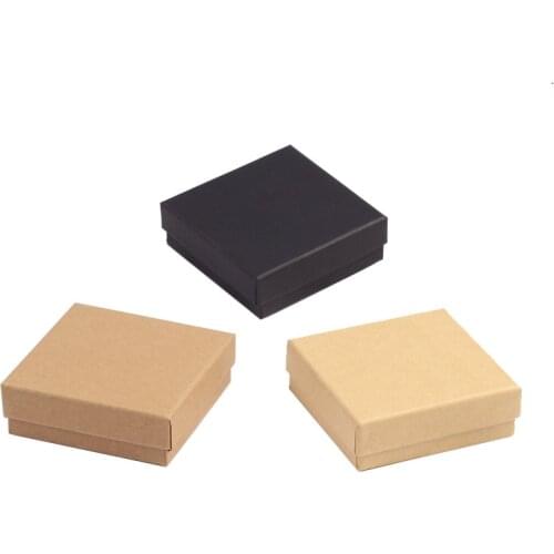 12pcs Square Kraft Paper Jewelry Organizer Box Necklace Earring Ring Gift Box Jewelry Storage Box Jewelry Display Holder 9*9*3cm