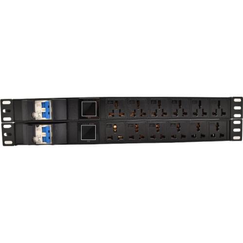 1U 19Inch Engineering Network Cabinet Rack PDU Power Strip with Double Open Air Switch Current Voltage Digital Display Meter