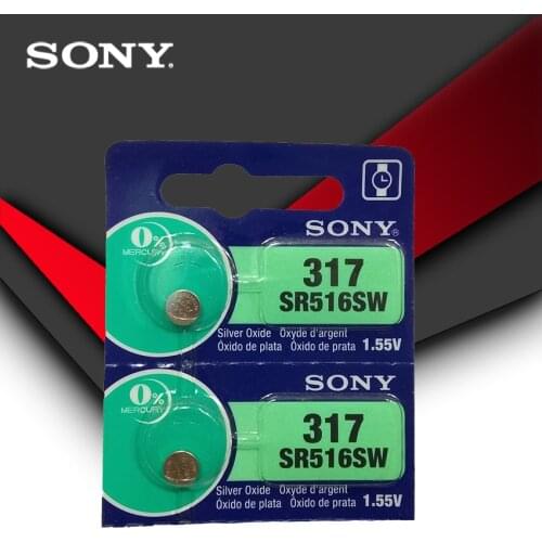 2pcs Sony 100% Original 317 SR516SW SR516 1.55V Silver Oxide Button Cell Coin Battery High Capacity Calculator Car Remote