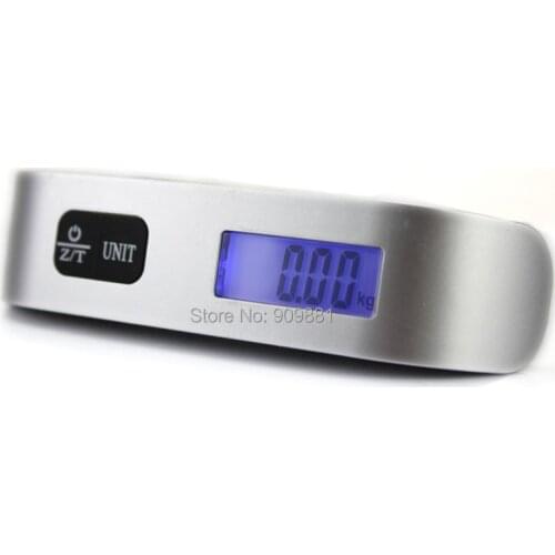 50kg 10g Travel Luggage Scale Digital LCD Electronic Portable Luggage Weight Scales Silver Travel Steelyard With Strap