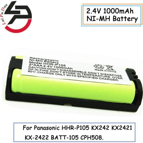 2.4V 1000mAh Ni-MH Cordless Phone Rechargeable Battery for Panasonic HHR-P105 KX242 KX2421 KX-2422 BATT-105 CPH508