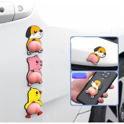 Anime Crayon Shin Chan Funny Doraemon Silicone Buttocks Bumper 3D Sticker Kawaii Corgi Cartoon Silica Gel Car 3D Decal Kids Toys