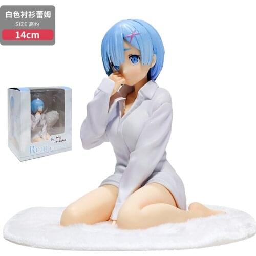 14CM white shirt Seated Anime Re:Life in a different world from zero Brianna Knickerbocker Rem doll Model toys Gift boxed