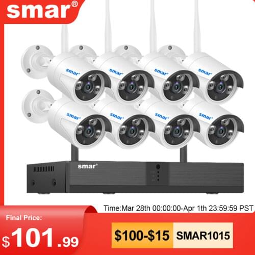 Smar H.265 2MP Wireless CCTV System 1080P NVR Kit Outdoor Night Vision P2P Wifi IP Security Camera Set Video Surveillance Kit
