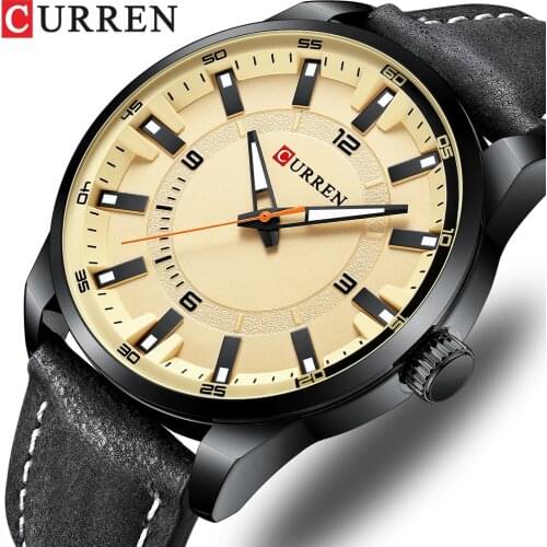 New CURREN New Blue Fashion Watches for Men Casual Leather Quartz Wristwatches Simple Creative Clock for Gift Relogio Masculino