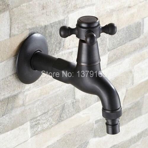 Black Oil Rubbed Brass Extra Long Laundry Bathroom Wall Mounted Mop Water Tap Garden Washing Machine Copper Faucet aav111